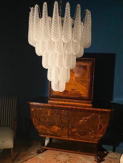 Pair of Italian Murano Glass Drop Chandelier 1970s