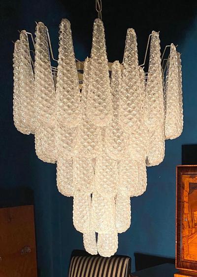 Pair of Italian Murano Glass Drop Chandelier 1970s