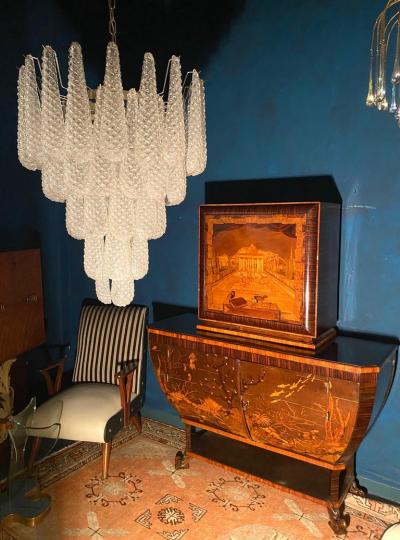Pair of Italian Murano Glass Drop Chandelier 1970s