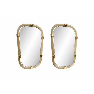 Pair of Italian Murano Glass Wall Mirrors in Gold Leaf Torciglione 