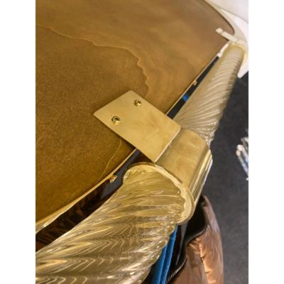 Pair of Italian Murano Glass Wall Mirrors in Gold Leaf Torciglione 