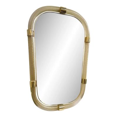 Pair of Italian Murano Glass Wall Mirrors in Gold Leaf Torciglione 
