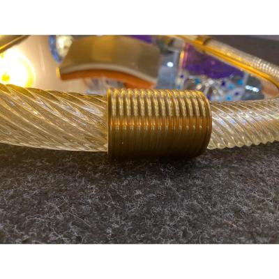 Pair of Italian Murano Glass Wall Mirrors in Gold Leaf Torciglione 