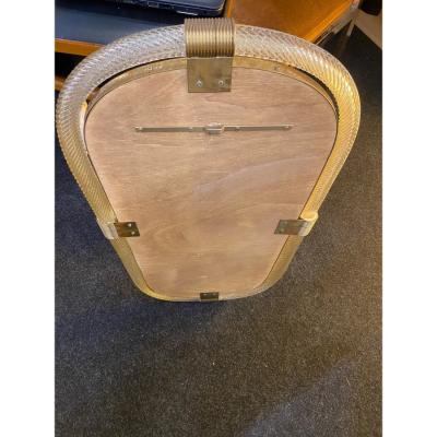 Pair of Italian Murano Glass Wall Mirrors in Gold Leaf Torciglione 