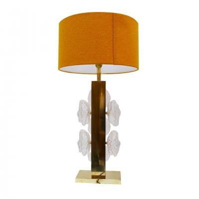 Pair of Italian Murano Glass and Brass Table Lamps Italy