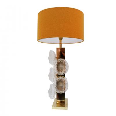 Pair of Italian Murano Glass and Brass Table Lamps Italy