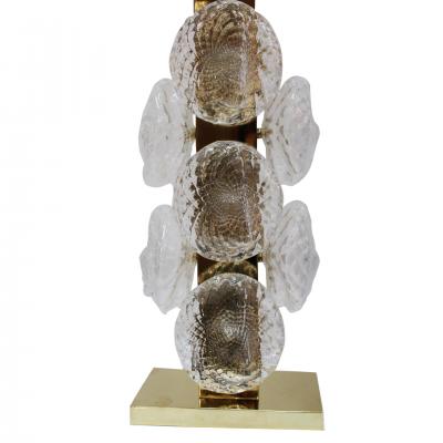 Pair of Italian Murano Glass and Brass Table Lamps Italy