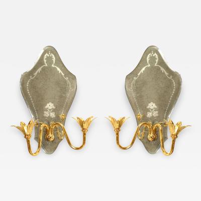 Pair of Italian Murano Mirror Wall Sconces