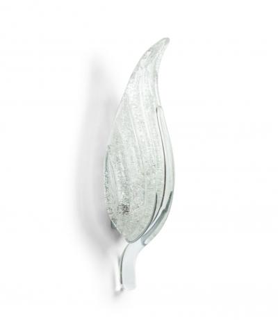 Pair of Italian Murano Silver Dusted Glass Leaf Wall Sconces