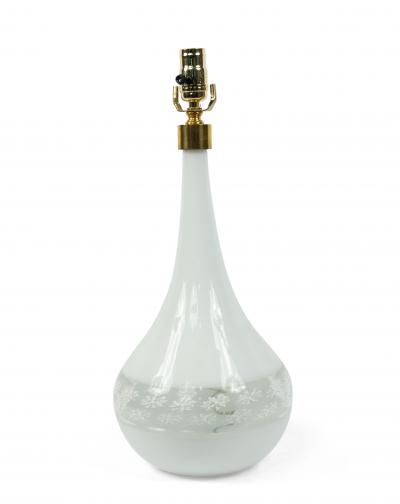 Pair of Italian Murano White Glass Table Lamps