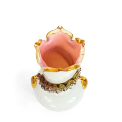 Pair of Italian Murano White and Pink Glass Vases