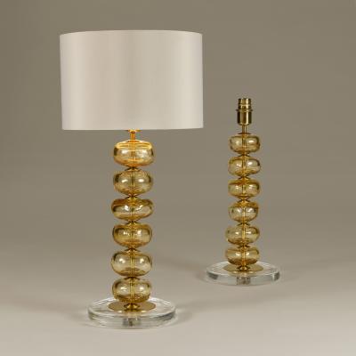 Pair of Italian Murano gold sculptured disk table lamps