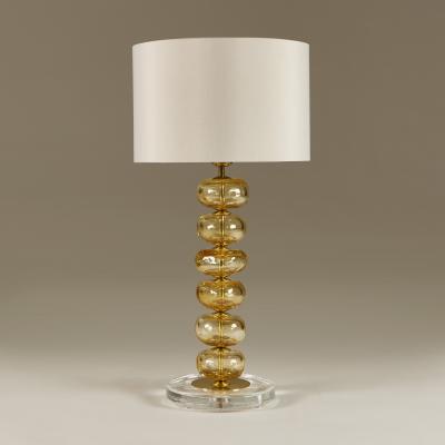 Pair of Italian Murano gold sculptured disk table lamps