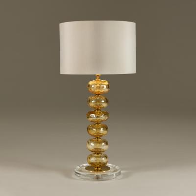Pair of Italian Murano gold sculptured disk table lamps