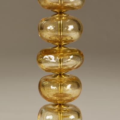 Pair of Italian Murano gold sculptured disk table lamps