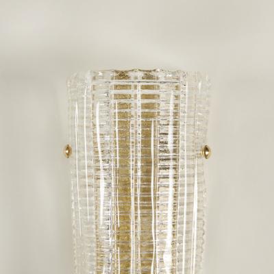 Pair of Italian Murano ribbed glass wall lights