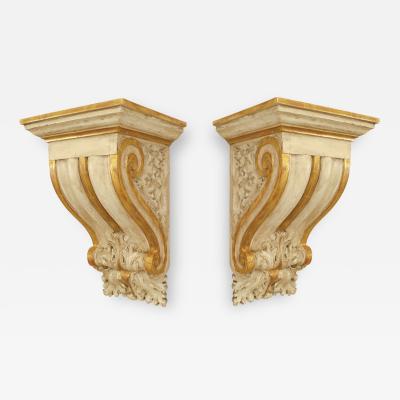 Pair of Italian Neo Classic Gilt Wall Shelves