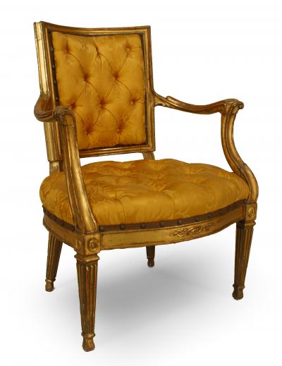 Pair of Italian Neo Classic Gold Arm Chairs