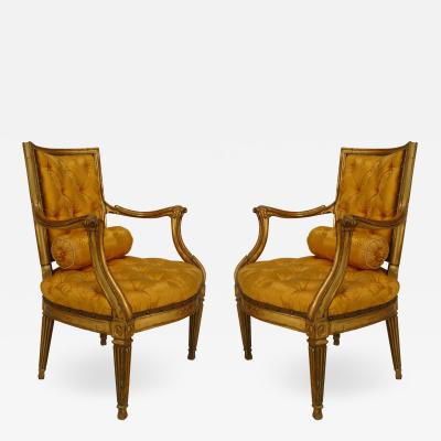 Pair of Italian Neo Classic Gold Arm Chairs