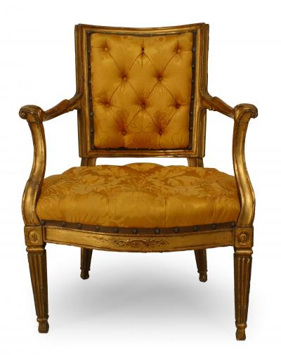 Pair of Italian Neo Classic Gold Armchairs