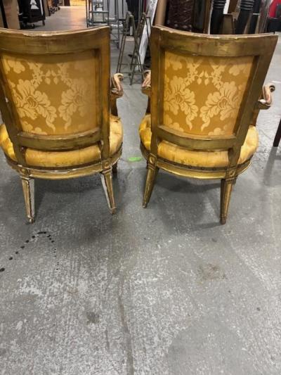 Pair of Italian Neo Classic Gold Armchairs