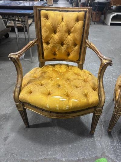 Pair of Italian Neo Classic Gold Armchairs