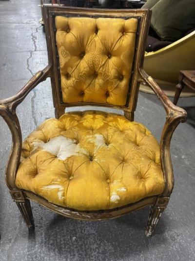 Pair of Italian Neo Classic Gold Armchairs