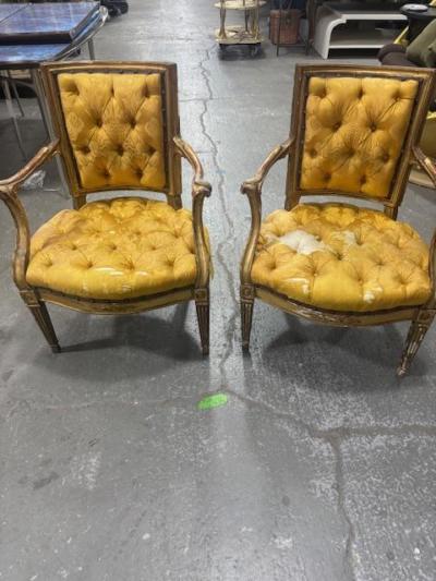 Pair of Italian Neo Classic Gold Armchairs