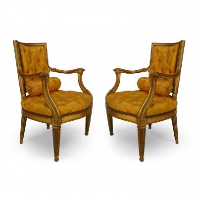 Pair of Italian Neo Classic Gold Armchairs