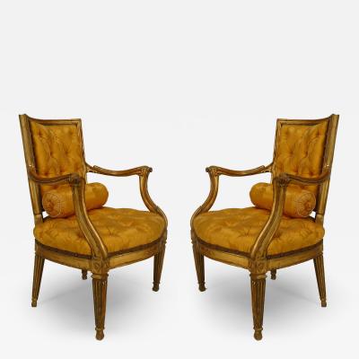 Pair of Italian Neo Classic Gold Armchairs