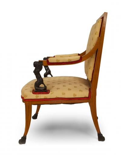 Pair of Italian Neo Classic Maple Armchairs