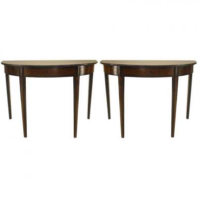 Pair of Italian Neo Classic Rosewood Console Tables