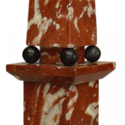 Pair of Italian Neo Classic Rouge and Marble Obelisks