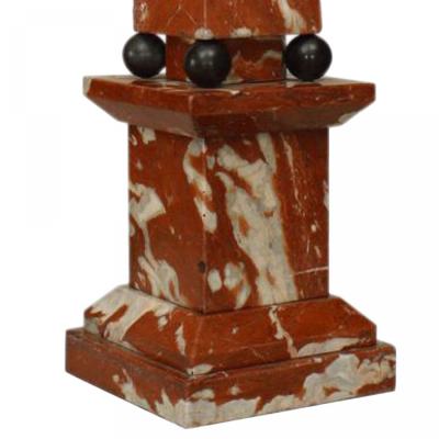 Pair of Italian Neo Classic Rouge and Marble Obelisks