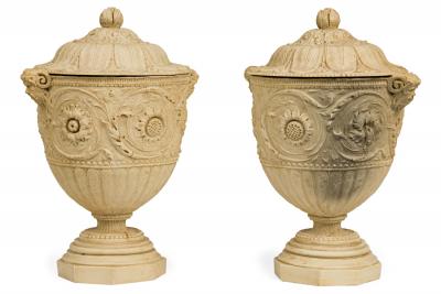 Pair of Italian Neo Classic Style Piranesi Lidded Urns Planters