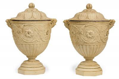 Pair of Italian Neo Classic Style Piranesi Lidded Urns Planters