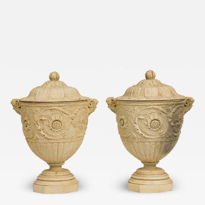 Pair of Italian Neo Classic Style Piranesi Lidded Urns Planters