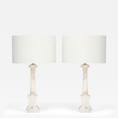 Pair of Italian Neo classic Marble Column Lamps