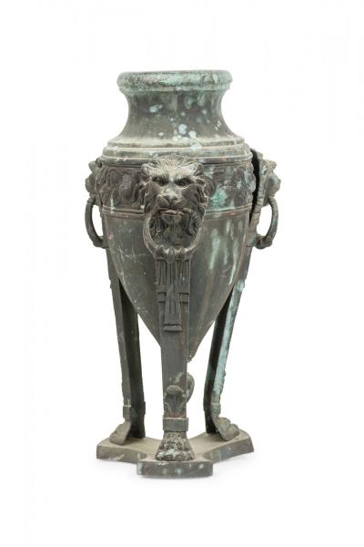 Pair of Italian Neo classic Patinated Bronze Athenienne Form Urns