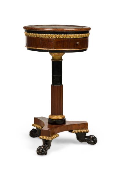 Pair of Italian Neo classical Mahogany and Marble Gueirdon End Table