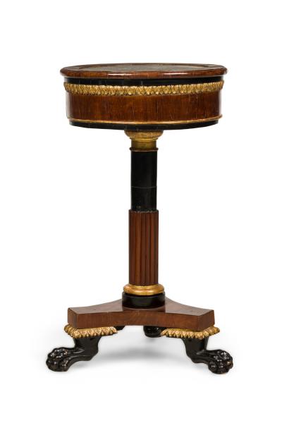Pair of Italian Neo classical Mahogany and Marble Gueirdon End Table