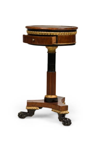 Pair of Italian Neo classical Mahogany and Marble Gueirdon End Table