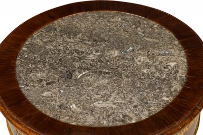 Pair of Italian Neo classical Mahogany and Marble Gueirdon End Table