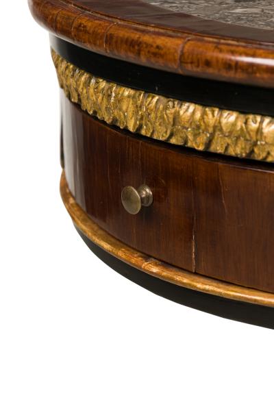 Pair of Italian Neo classical Mahogany and Marble Gueirdon End Table