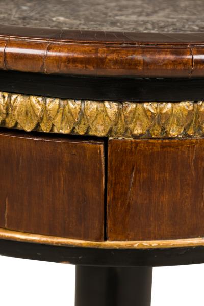 Pair of Italian Neo classical Mahogany and Marble Gueirdon End Table