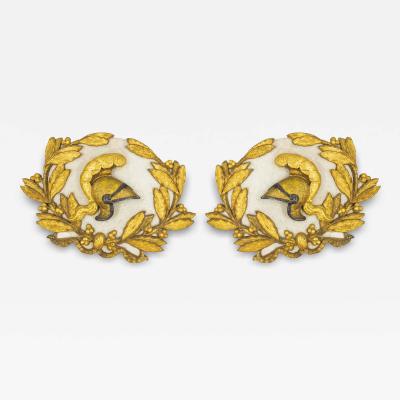 Pair of Italian Neoclassic Carved Gilt Wall Plaques