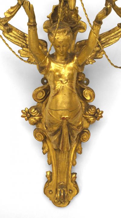 Pair of Italian Neoclassic Empire Gilt Wood Wall Sconces