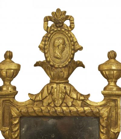 Pair of Italian Neoclassic Giltwood and Iron Giranoles Wall Mirrors