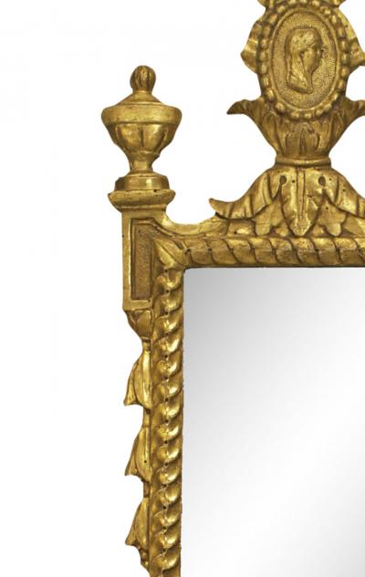 Pair of Italian Neoclassic Giltwood and Iron Giranoles Wall Mirrors