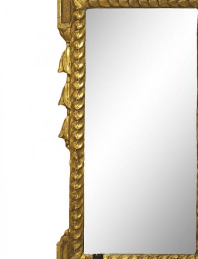 Pair of Italian Neoclassic Giltwood and Iron Giranoles Wall Mirrors
